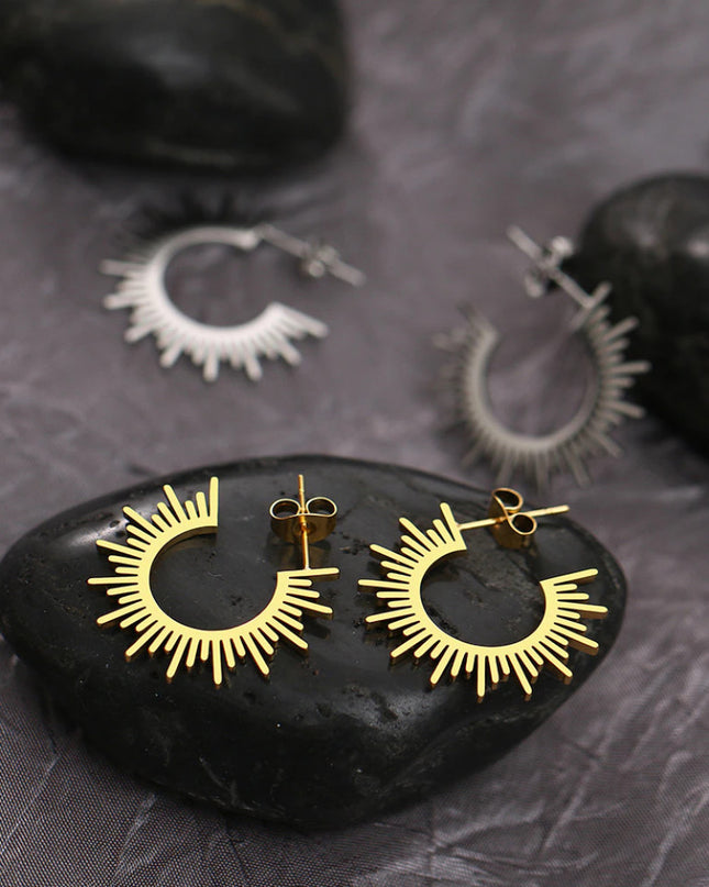 Cercei Din Inox Auriu Half Circle Spiked