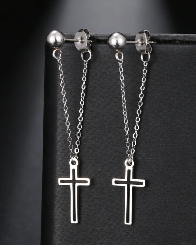 Cercei Din Inox Cruce Lungi