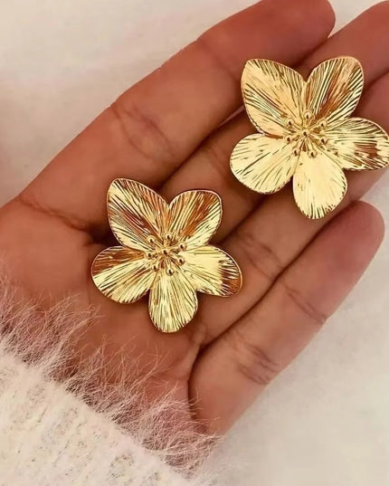 Cercei Din Inox Cu Flori De Epoca Eleganti, Din Otel Inoxidabil Placat Cu Aur De 18k