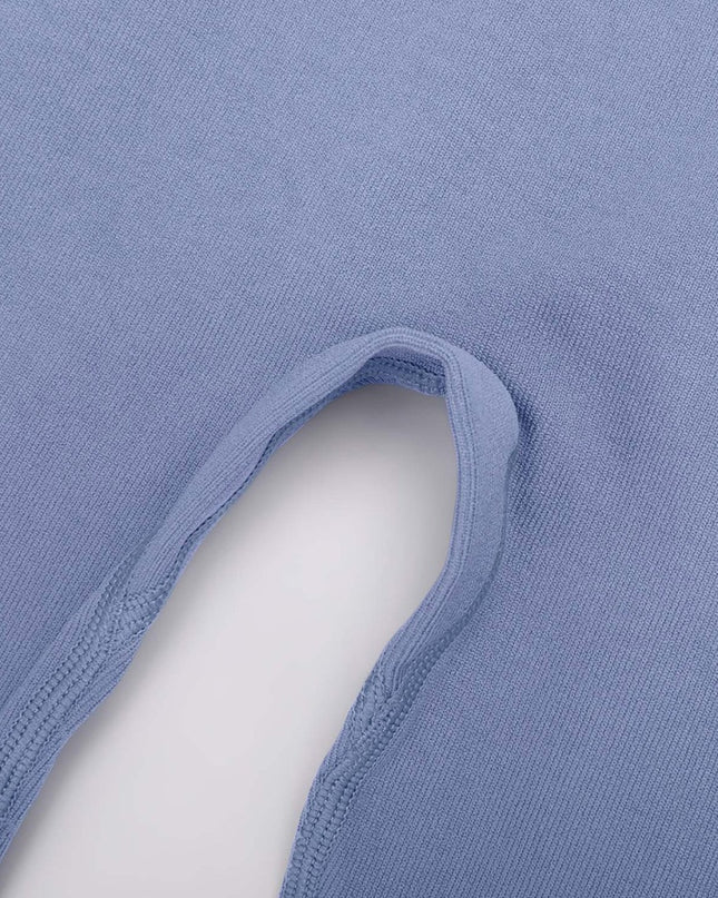Colanți Albastri Seamless cu Talie Înaltă Dublă și Efect Peach Butt – Modelatori și Confortabili