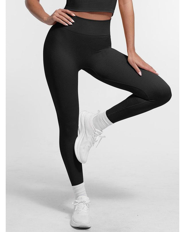 Colanți Compresivi Femei, Talie Înaltă și Ridicare Fese, Material Seamless Sport Gym , Culoare Neagră