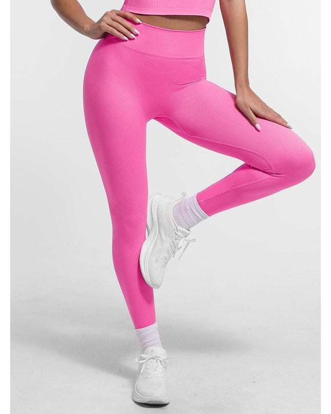 Colanți Compresivi Femei, Talie Înaltă și Ridicare Fese, Material Seamless Sport Gym , Culoare Roz