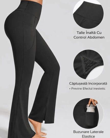 Colanti Evazati Negri Pentru Femei, Talie Inalta, Modelatori Cu Buzunare Laterale, Perfecti Pentru Sala, Yoga Fitness Alergare Sau Tinute Casual