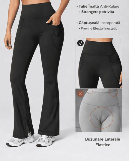 Colanti Evazati Negri Pentru Femei, Talie Inalta, Modelatori Cu Buzunare Laterale, Perfecti Pentru Sala, Yoga Fitness Alergare Sau Tinute Casual