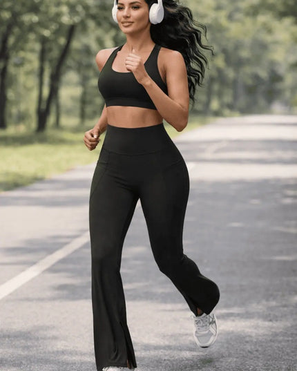 Colanti Evazati Negri Pentru Femei, Talie Inalta, Modelatori Cu Buzunare Laterale, Perfecti Pentru Sala, Yoga Fitness Alergare Sau Tinute Casual
