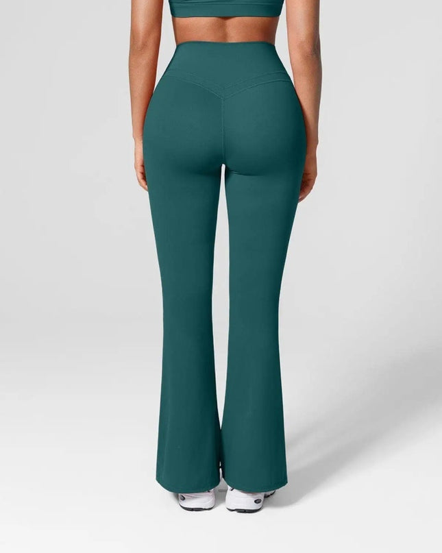 Colanti Evazati Verzi Pentru Femei, Talie Inalta, Modelatori Cu Buzunare Laterale, Perfecti Pentru Sala, Yoga Fitness Alergare Sau Tinute Casual