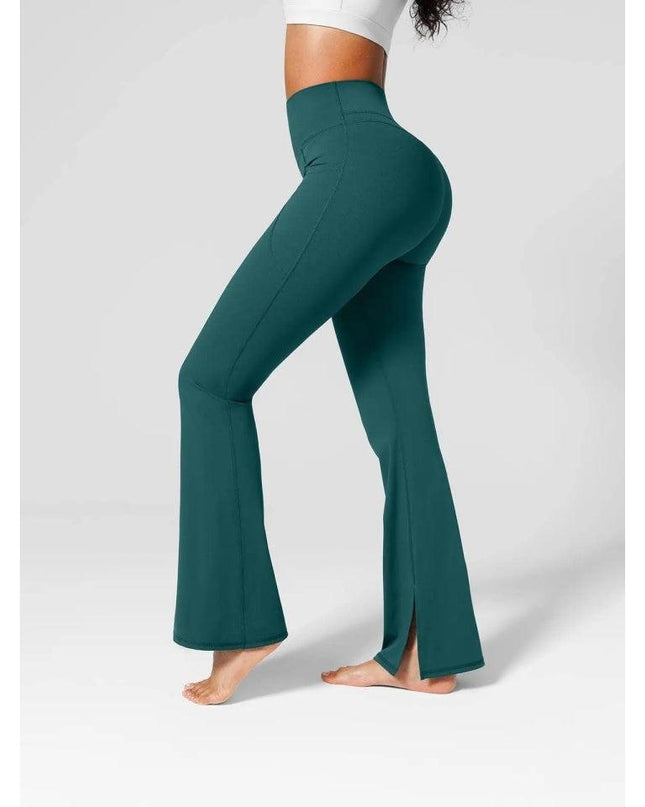 Colanti Evazati Verzi Pentru Femei, Talie Inalta, Modelatori Cu Buzunare Laterale, Perfecti Pentru Sala, Yoga Fitness Alergare Sau Tinute Casual