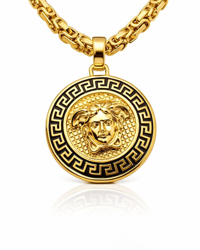 Colier Barbati Medusa, Bijuterie Placata Aur, Inspiratie Versace