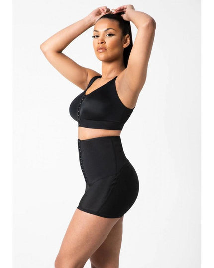 Colanti Modelatori Scurti Negru , Talie Inalta, Modelare Abdomen Si Ridicare Fese, Neopren Sauna