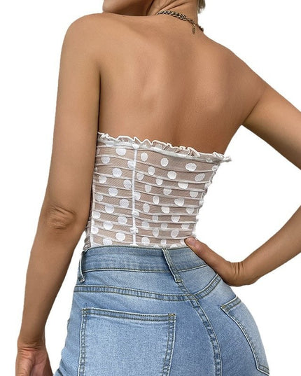 Corset Bustieră Polka Dot cu Deschidere Practică pentru Toaletă - Eleganță și Confort pentru Seri Speciale și Evenimente