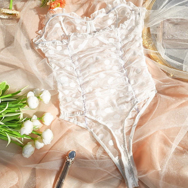 Corset Bustieră Polka Dot cu Deschidere Practică pentru Toaletă - Eleganță și Confort pentru Seri Speciale și Evenimente