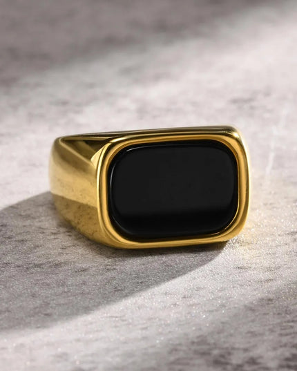 Ghiul Barbati, Otel Inoxidabil Placat Aur, Piatra Onix Negru, Design Elegant