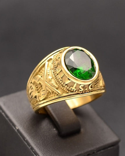 Ghiul Inox Barbati Model Verde cu Piatra Rotunda