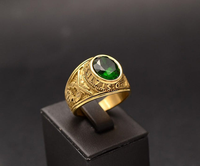 Ghiul Inox Barbati Model Verde cu Piatra Rotunda