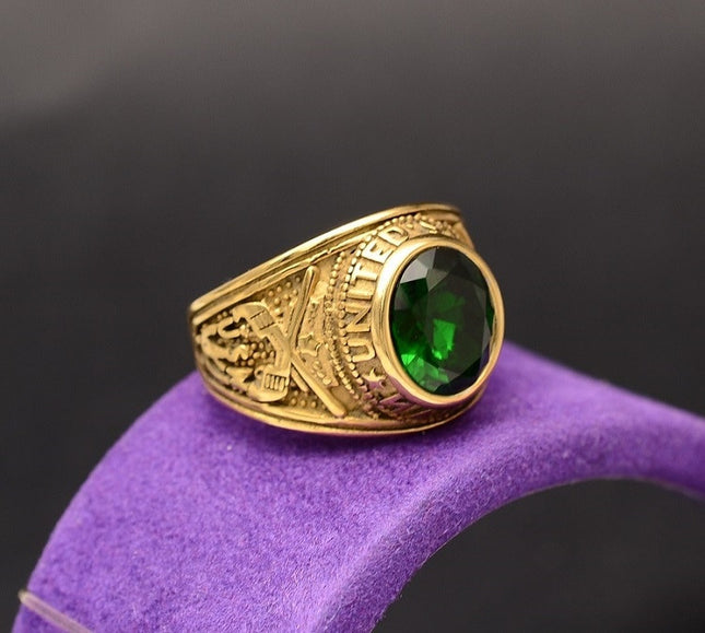 Ghiul Inox Barbati Model Verde cu Piatra Rotunda
