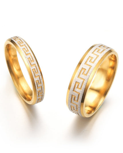 Stelvio Inele Cuplu , Model Clasic Grecesc, Placate Auriu Si Argintiu, Design Premium, Accesoriu Elegant Pentru Femei Si Barbati cod IF636Y Premium , Oferta