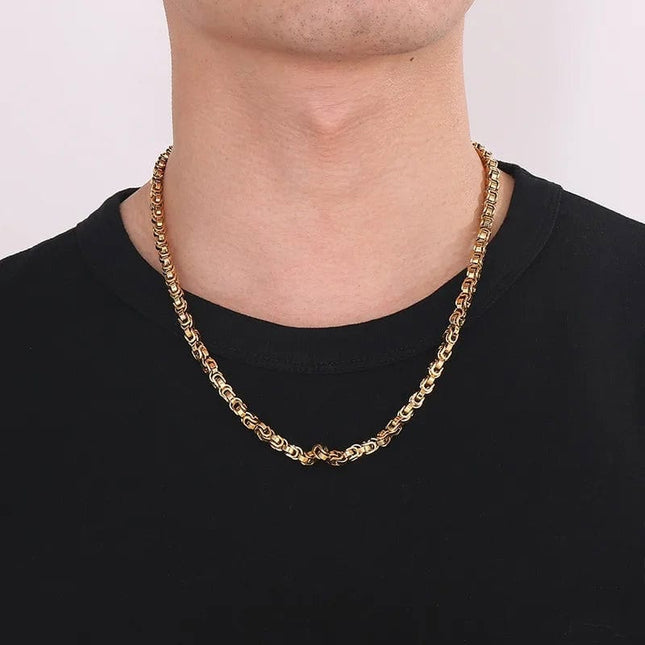 Lant Auriu Din Inox Model Box – Accesoriu Masculin Impunator Si Elegant