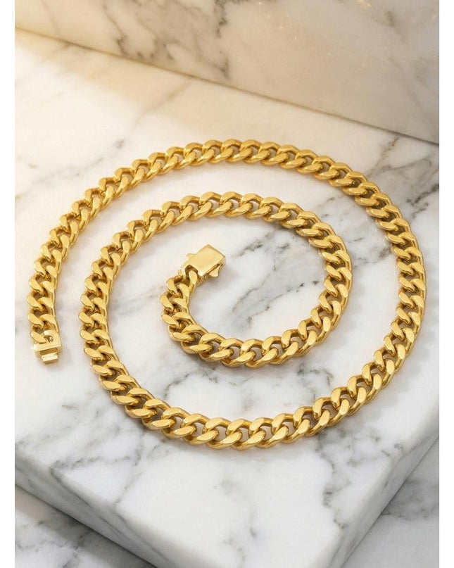 Lant Barbatesc Masiv Model Cuban Link, Placat Cu Aur Galben Inchizatoare Premium Tip Cutie Cu Siguranta, Design Clasic Si Impunator