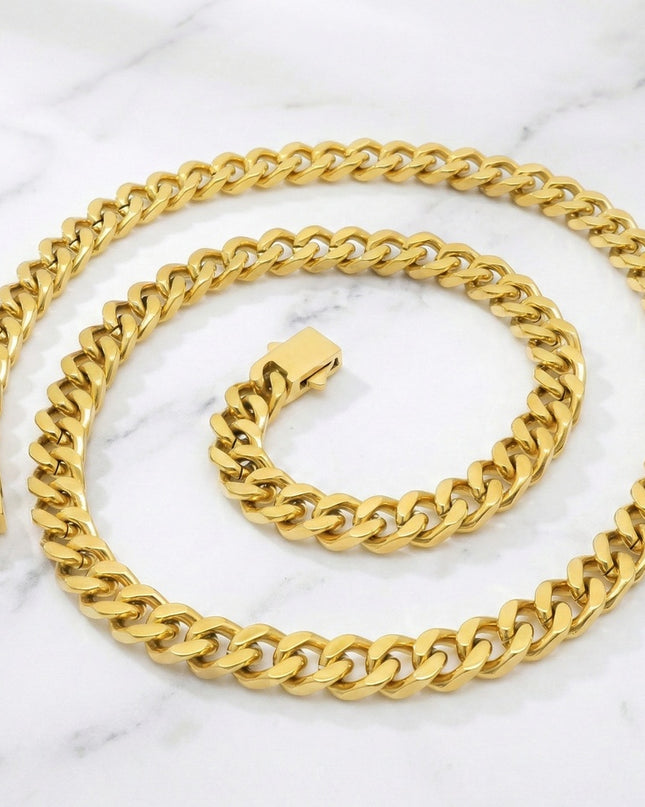 Lant Barbatesc Masiv Model Cuban Link, Placat Cu Aur Galben Inchizatoare Premium Tip Cutie Cu Siguranta, Design Clasic Si Impunator