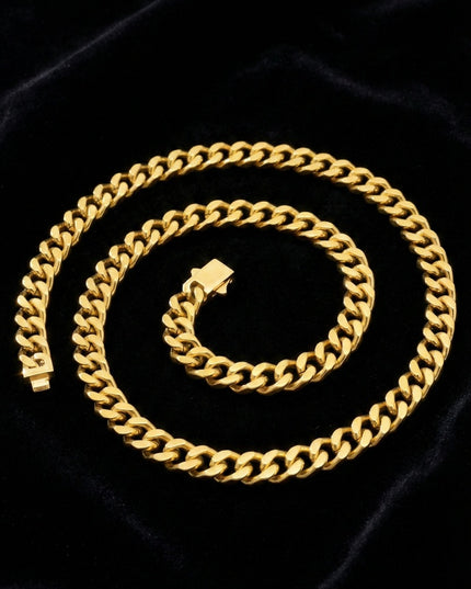 Lant Barbatesc Masiv Model Cuban Link, Placat Cu Aur Galben Inchizatoare Premium Tip Cutie Cu Siguranta, Design Clasic Si Impunator