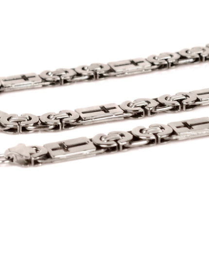 Lant Barbati Inox Argintiu Cu Elemente Cruce, Model Bizantin, 6mm Grosime, Bijuterie Urbana Stil Hip-hop Elegant