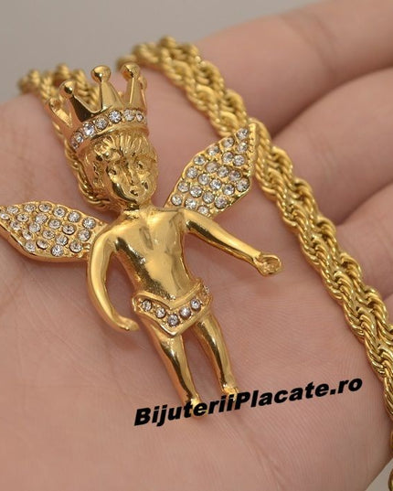 Lant Cu Pandantiv -angel- Inox Aurit