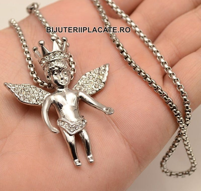 Lant Cu Pandantiv -angel- Inox Aurit