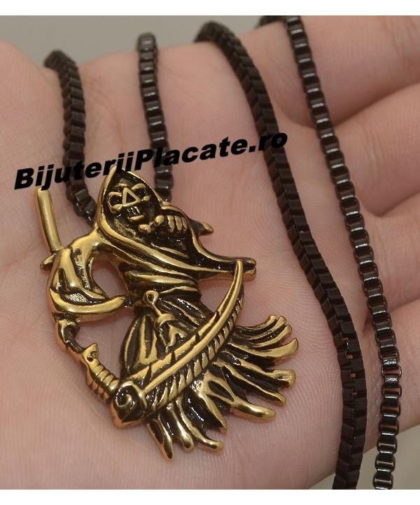 Lant Cu Pandantiv Inox -death Scythe- Patinat