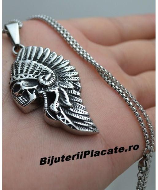 Lant Cu Pandantiv Inox - Skull - Patinat