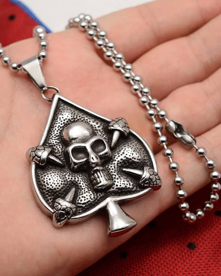 Lant Cu Pandativ Inox - Death Cards - Patinat Artificial