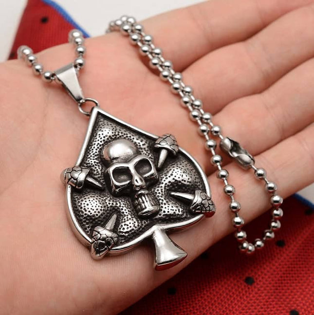 Lant Cu Pandativ Inox - Death Cards - Patinat Artificial