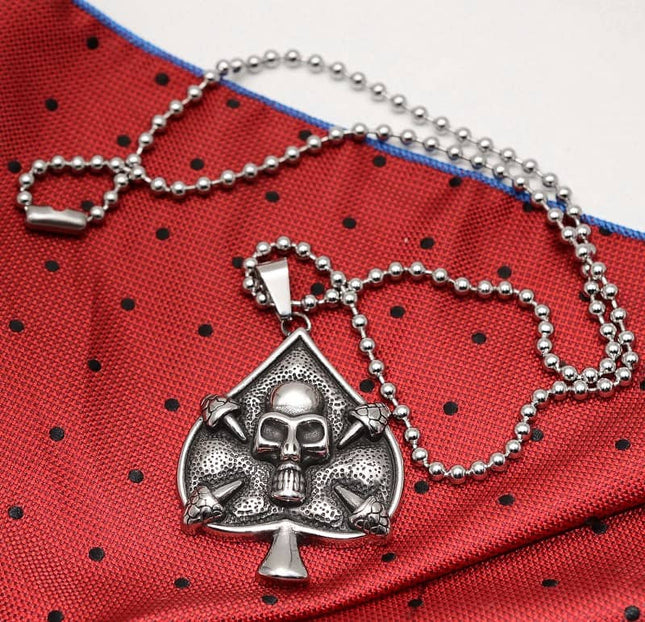 Lant Cu Pandativ Inox - Death Cards - Patinat Artificial