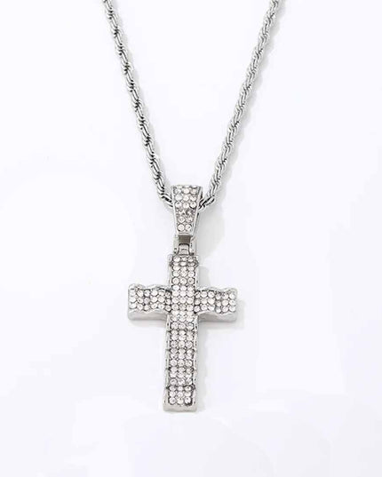 Lant Din Inox Placat Auriu Sau Argintiu– Cruce Masiva, Bijuterie Hip-hop Barbati