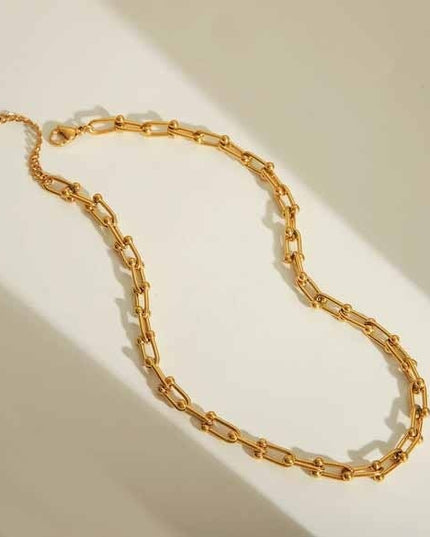 Lant Femei Inox Placat Aur, Model Modern Chain Link, Accesorii Elegante Din Otel Inoxidabil, Bijuterie Eleganta Pentru Tinute De Zi Sau Seara
