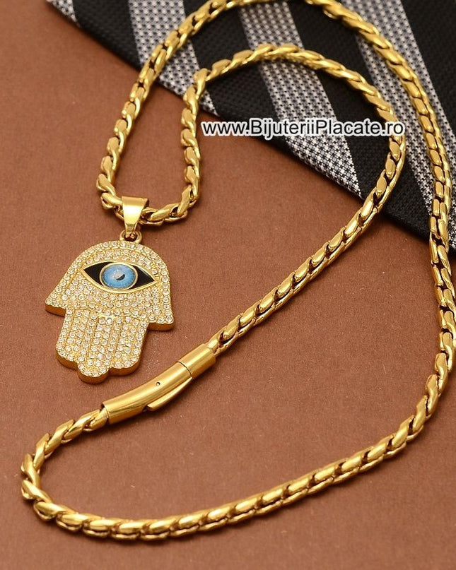 Lant Inox + Pandativ Mana Lui Hamsa Si Ochiul Lui Horus