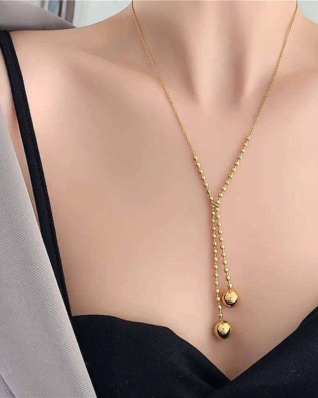 Lant Lung Femei, Inox Placat Aur, Model Modern Si Elegant