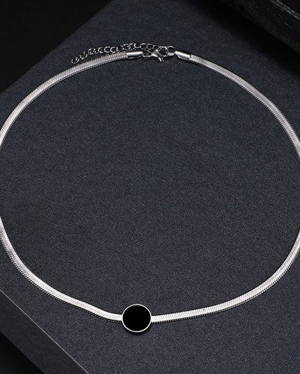 Lantisor Inox Argintiu Black Round Snake