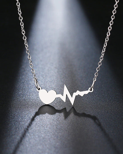 Lantisor Inox Argintiu Love Electrocardiogram