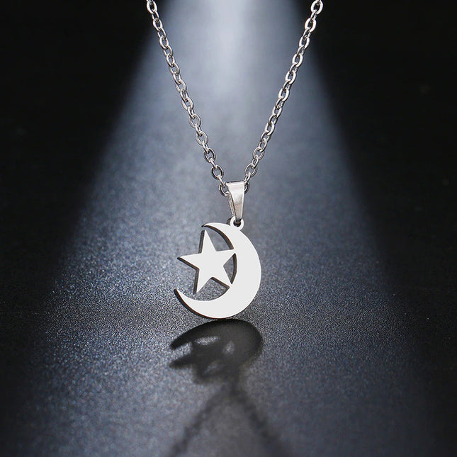 Lantisor Inox Argintiu Moon And Star