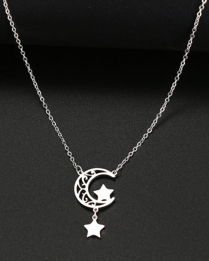 Lantisor Inox Argintiu Retro Moon Star