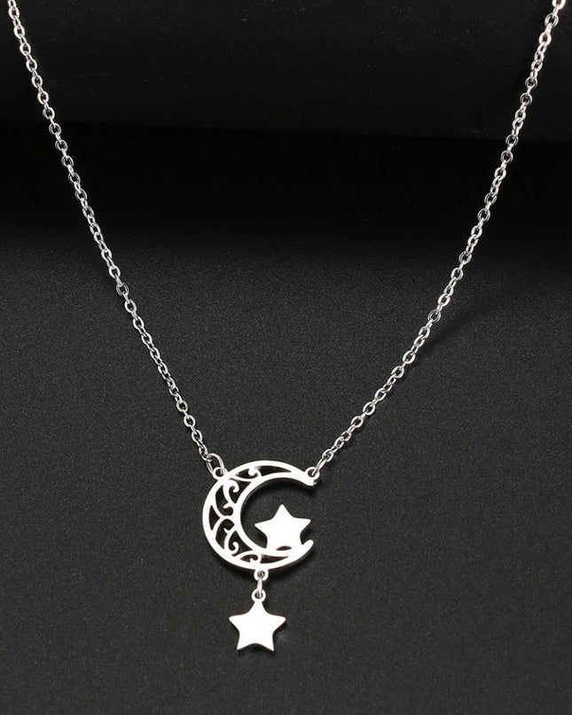 Lantisor Inox Argintiu Retro Moon Star