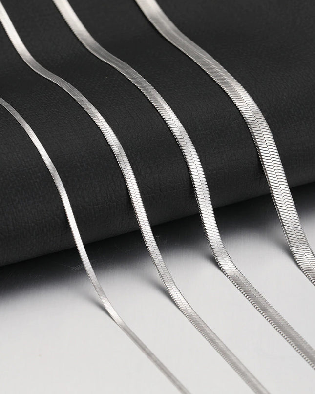 Lantisor Inox Argintiu Snake 4 Grosimi