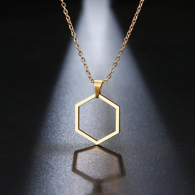 Lantisor Inox Auriu Hexagon