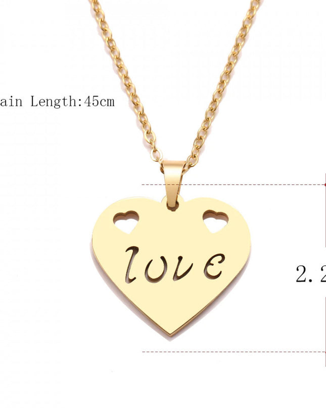 Lantisor Inox Auriu Love Inima - N3