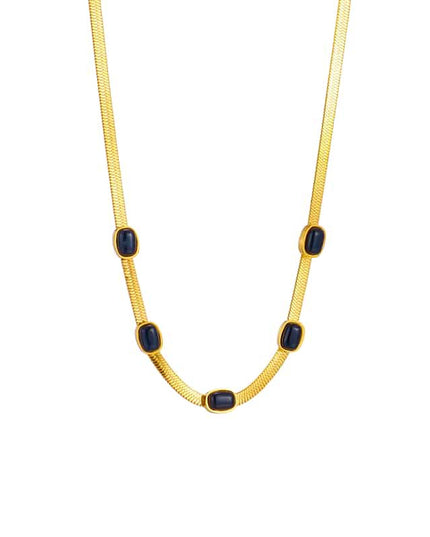 Lantisor Inox Auriu Snake Piatra Neagra