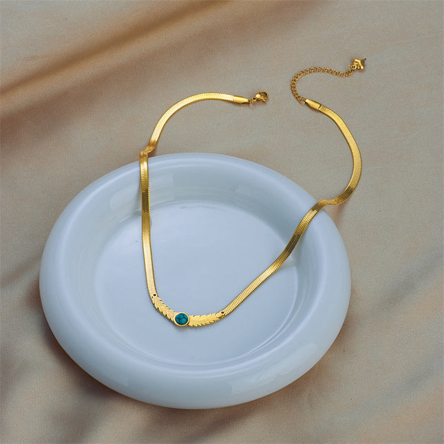 Lantisor Inox Auriu Snake Turcuaz