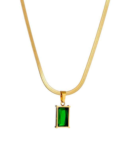 Lantisor Inox Auriu Snake Verde