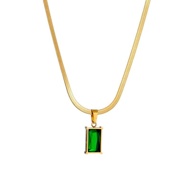 Lantisor Inox Auriu Snake Verde