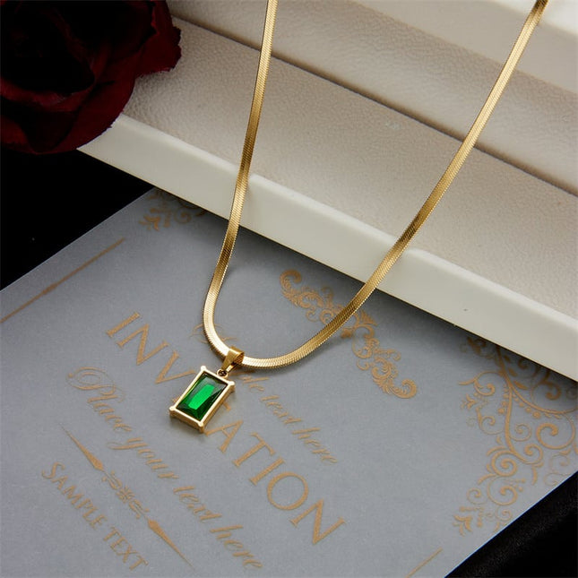 Lantisor Inox Auriu Snake Verde