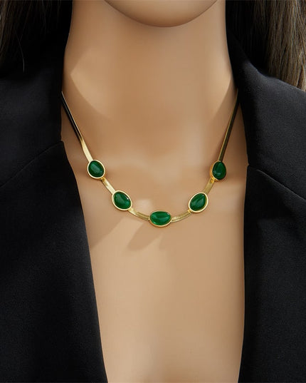 Lantisor Inox Auriu Snake Verde